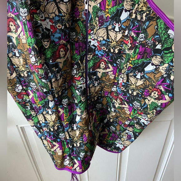 Torrid DC Comic Villains Bustier. Purple trim and lace up back. Zipper front. - Picture 12 of 12